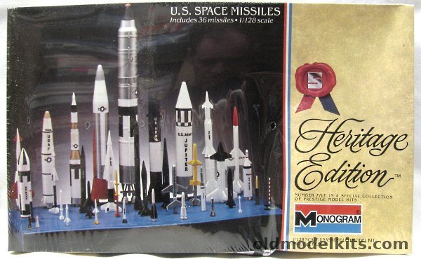 Monogram 1/128 US Space Missiles Heritage Issue -Titan II - Atlas - Minuteman II - Thor - Hound Dog - Corporal - Nike Hercules - Sergeant - Nike Ajax - Poseidon - Honest John - Terrier - La Crosse - ASROC - Rat - Sparrow - Bullpup - Falcon - Redstone - Jupiter - Spartan, 6055 plastic model kit